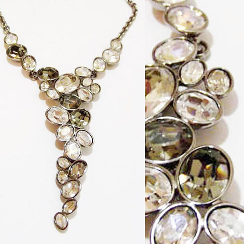 Vintage Swarovski crystal drops necklace with Swan logo hang tag