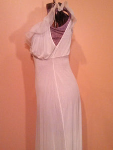 40s 50s Van Raalte Gown / Vintage nylon night gown / Vintage Lingerie / bias cut gown / soft slightly sheer chiffon nylon