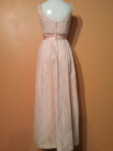 Load image into Gallery viewer, 50s 60s Lace and Net Formal / Prom Dress / Bridesmaid Dress / Pale Pink over White Lace