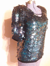Load image into Gallery viewer, 70s Oleg Cassini Bead & Sequin Silk Blouse