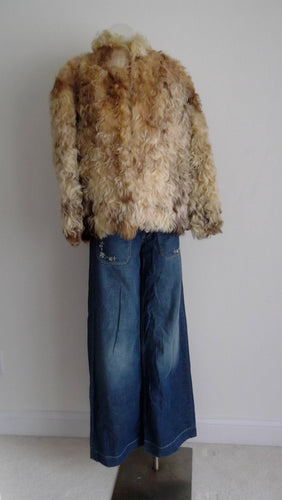 Vintage 60s 70s Mongolian Lamb Shaggy shearling Real Fur and Leather Coat so Penny lane groupie