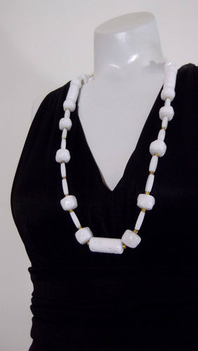 Vintage Givenchy Necklace / Designer Givenchy Lucite Necklace / 70s lucite necklace / White and Gold beads / Nos Dead Stock Orig Tags