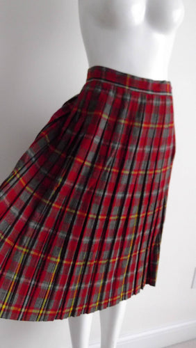50s Pleated Plaid Skirt / Vintage 1950s Wool Midi Skirt / Wool Plaid Skirt / 50s Skirt / fall skirt