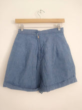 Load image into Gallery viewer, vintage 60s shorts red white and blue sanforized denim high waist