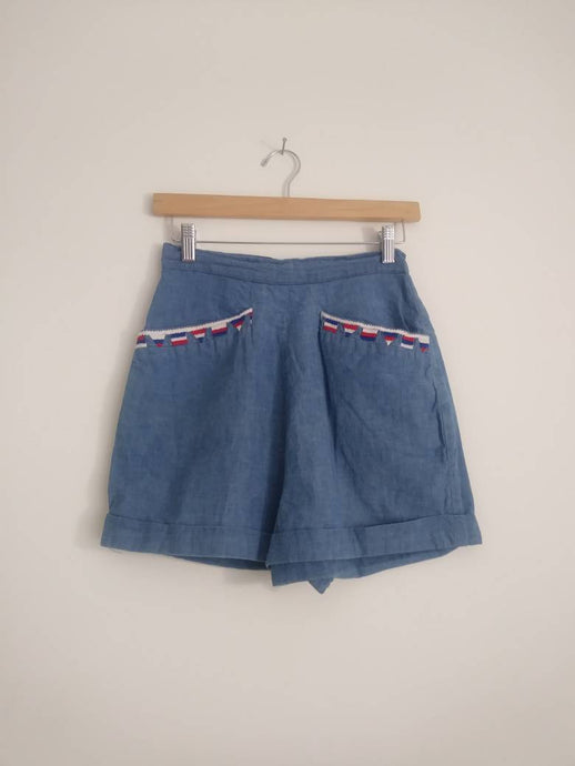 vintage 60s shorts red white and blue sanforized denim high waist