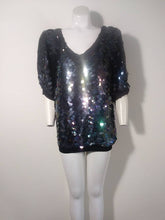 Load image into Gallery viewer, 70s Oleg Cassini Bead & Sequin Silk Blouse
