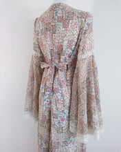 Load image into Gallery viewer, 70s angel sleeve Peasant dress / 70s Maxi Dress / gauzy sheer sleeves  / 1970s boho hippie gypsy dress / new old stock never been worn