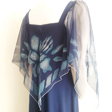 Load image into Gallery viewer, 70s cape sleeve dress / 70s Maxi Dress / scarf dress / 1970s boho hippie gypsy dress / vintage blue dress / 70s disco angel