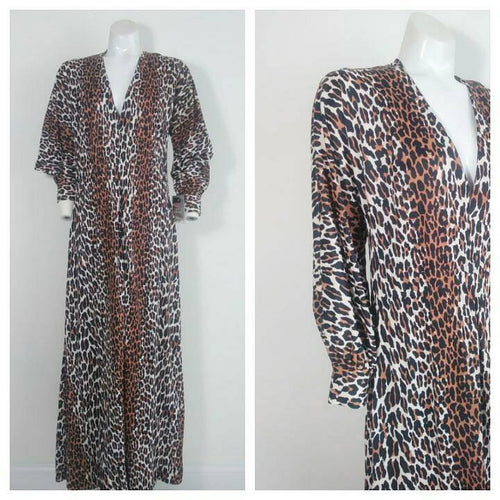 Vintage Vanity Fair Dressing Gown Robe / Vanity Fair night gown cover up / Nylon Gown / vintage leopard dress