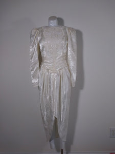 80s McClintock Victorian inspired Dress / Gunne Sax Victorian inspired / open back bustle dress / vintage party prom / glitterngoldvintage