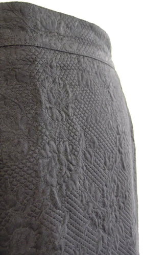 90s Yves Saint Laurent black skirt / Made in France / Black floral skirt / Midi Skirt / YSL