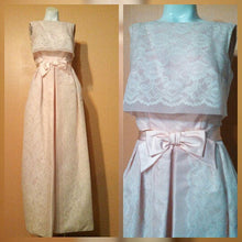Load image into Gallery viewer, 50s 60s Lace and Net Formal / Prom Dress / Bridesmaid Dress / Pale Pink over White Lace