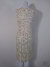Load image into Gallery viewer, 60s Carol Craig Party Dress / vintage 60s sequin dress / vintage 60s iridescent sequin cocktail dress / vintage wedding party dress