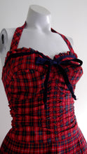 Load image into Gallery viewer, 1950s Bullet bust Plaid skirted Pin-Up Play suit swimsuit so very Rockabilly Tiki