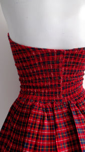 1950s Bullet bust Plaid skirted Pin-Up Play suit swimsuit so very Rockabilly Tiki