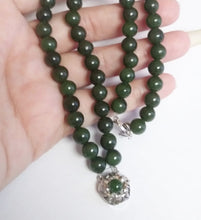 Load image into Gallery viewer, vintage Sterling Silver Clasp &amp; Jade Beads double strand Bracelet