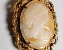 Load image into Gallery viewer, Vintage Miriam Haskell shell carved cameo brooch