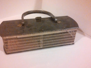 Lucite and Metal Purse // 40s 50s Vintage Clutch // plastic purse // Box Purse // Grey Marbled Lucite // New old stock never used