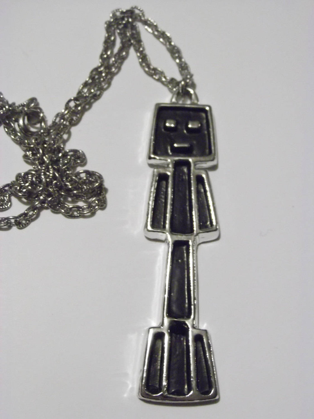 vintage Robot Necklace / Silver Man Necklace / vintage 70s Necklace /  CarnivalofFASHION