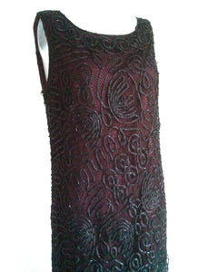 90s does Deco Dress / Flapper inspired Dress / Old Hollywood Glam / Beaded Slip Dress / Grunge Revival / 90s silk dress