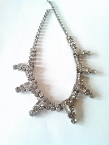 Vintage 1950s Rhinestone Necklace / Old Hollywood Glam