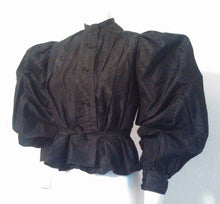 Load image into Gallery viewer, Antique Victorian blouse / Dramatic Victorian Puffy balloon Sleeve Blouse / Antique Gothic Blouse / Mourning blouse / Victorian goth