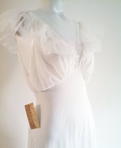 40s 50s Van Raalte Gown / Vintage nylon night gown / Vintage Lingerie / bias cut gown / soft slightly sheer chiffon nylon