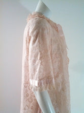 Load image into Gallery viewer, 1950s 60s Lace Nylon Satin Pink Rose Robe Night Gown Cover up size Med Large