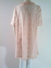 Load image into Gallery viewer, 1950s 60s Lace Nylon Satin Pink Rose Robe Night Gown Cover up size Med Large