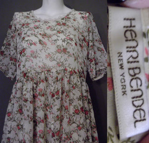 90s Grunge Dress / 90s Henri Bendel dress / Babydoll Dress / 90s Floral dress / Slouchy 90s dress