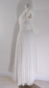 Vintage empire waist dress / vintage 50s Chiffon Dress / 50s white dress / Wedding gown / 50s Wedding Dress / 50s Formal Gown / 50s Prom