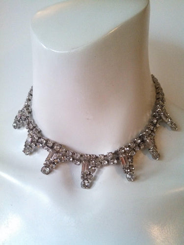 Vintage 1950s Rhinestone Necklace / Old Hollywood Glam