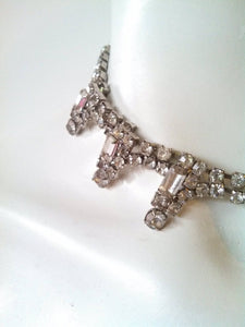 Vintage 1950s Rhinestone Necklace / Old Hollywood Glam