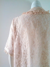 Load image into Gallery viewer, 1950s 60s Lace Nylon Satin Pink Rose Robe Night Gown Cover up size Med Large