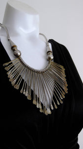 70s Tribal BIB Necklace / Vintage Bold Tassel Necklace / Bohemian Hippie / 70s necklace / 70s boho hippie