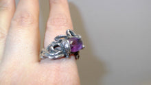 Load image into Gallery viewer, Vintage Amethyst Sterling Artist Tree Branch Ring / Sterling Silver Ring / Hand Crafted Ring / GlitterNGoldVintage