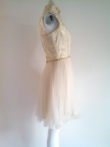 60s Chiffon Party Dress / vintage gold lame dress / vintage 60s Prom Party Dress / Vintage prom dress