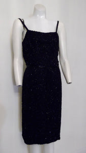 vintage 50s Designer Maxwell Shieff Heavily Beaded Dress / 50s Cocktail Party Dress