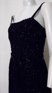 vintage 50s Designer Maxwell Shieff Heavily Beaded Dress / 50s Cocktail Party Dress