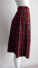 Load image into Gallery viewer, 50s Pleated Plaid Skirt / Vintage 1950s Wool Midi Skirt / Wool Plaid Skirt / 50s Skirt / fall skirt