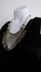 70s Tribal BIB Necklace / Vintage Bold Tassel Necklace / Bohemian Hippie / 70s necklace / 70s boho hippie