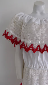 vintage 70s boho crochet lace Mexican wedding dress / Artisan hand made in Mexico / 70s boho gypsy dress