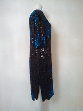 Load image into Gallery viewer, Vintage Lillie Rubin Rhinestone Sequin and Beaded silk Cocktail Dress