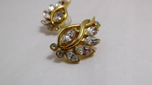 Load image into Gallery viewer, Vintage Trifari rhinestone earrings / vintage pierced earrings / GlitterNGoldVintage