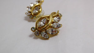 Vintage Trifari rhinestone earrings / vintage pierced earrings / GlitterNGoldVintage