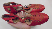 Load image into Gallery viewer, 1920s Roaring Red Satin Silk Dancing Tstrap Flapper Heels by Palter Deliso Inc / Display Study