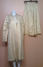 Load image into Gallery viewer, 60s Gold Jacket and Skirt Set / Gold Lame Baroque Jacket / gold maxi Skirt / Cape Coat / Duster Jacket