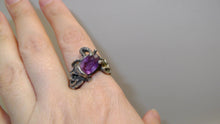 Load image into Gallery viewer, Vintage Amethyst Sterling Artist Tree Branch Ring / Sterling Silver Ring / Hand Crafted Ring / GlitterNGoldVintage