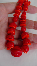 Load image into Gallery viewer, 30s 40s wavy glass bead Necklace / red and orange glass beads necklace / art deco era necklace