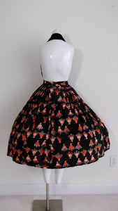 vintage 50s skirt / 50s Novelty Print skirt / 50s South Western skirt / 50s Rockabilly skirt / 50s Cotton Skirt / GlitterNGoldVintage